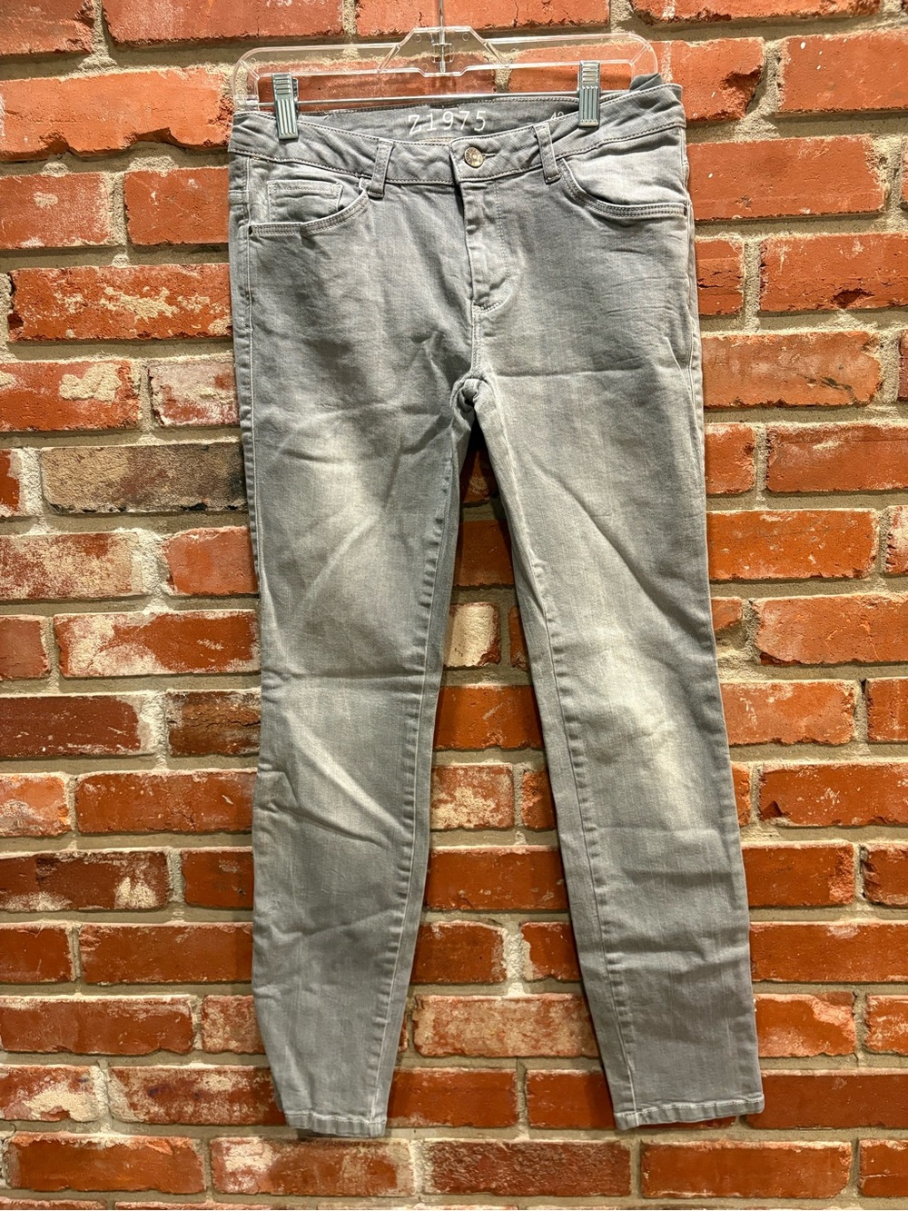 ZARA Basic Denim Low Rise Skinny Jeans Gray Wash Ankle Pants EU42 US11
